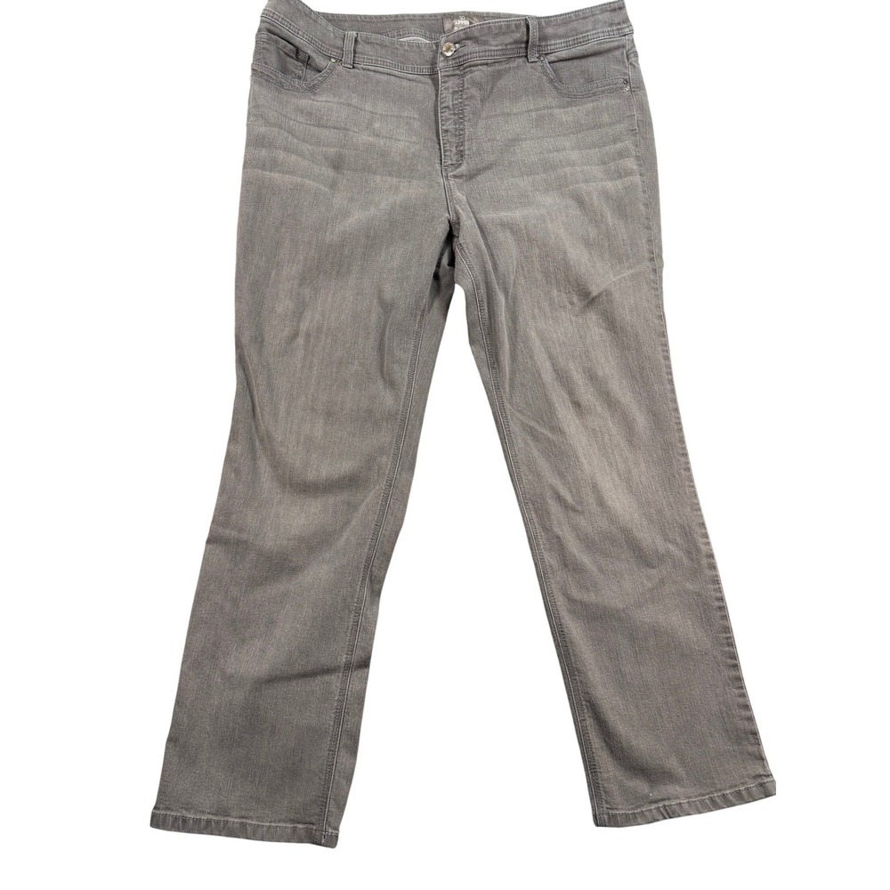 Chico's 3 Short So Slimming Gray 12 Straight Leg Jeans Stretch‎ Mid Rise Denim